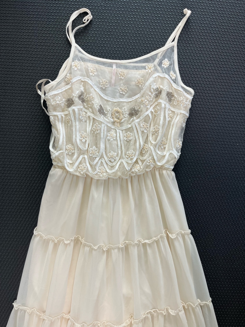 Free People Ivory Embroidered Tiered Maxi Dress